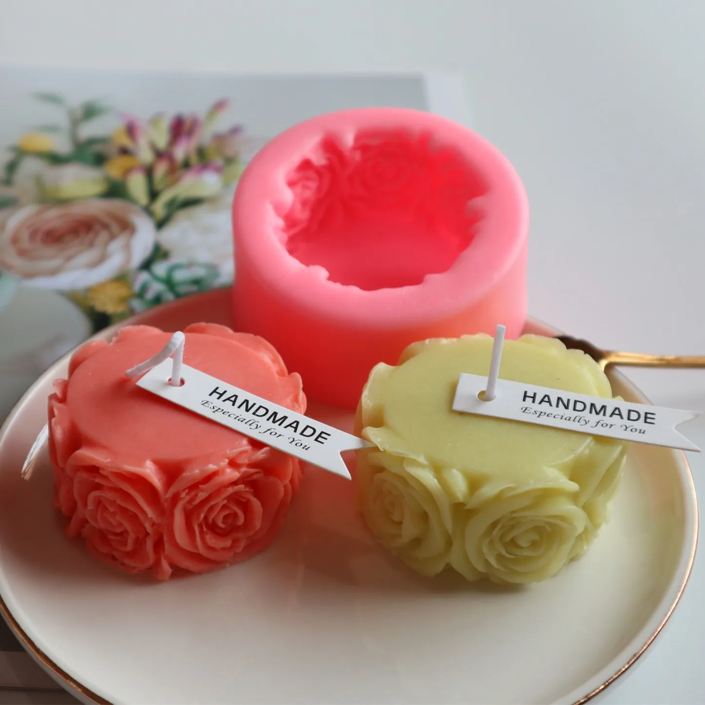 Силиконовая форма в виде розы 3D сделай сам для свечей ручной работы мыла