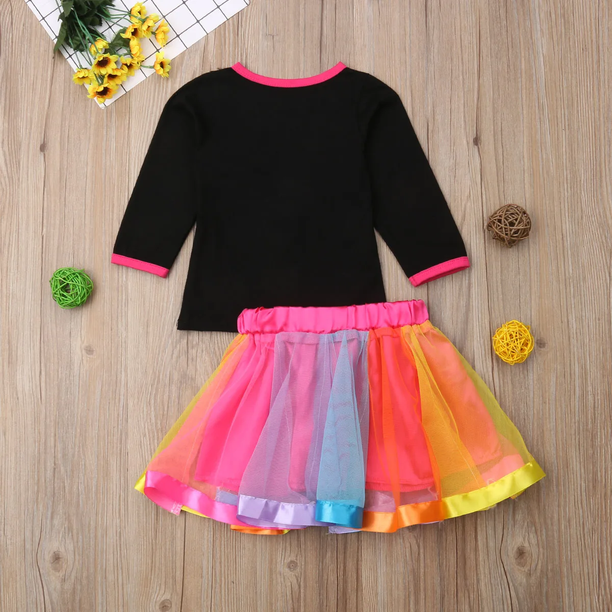 2019 г. Весенняя брендовая новая футболка с радугой для маленьких девочек комплект