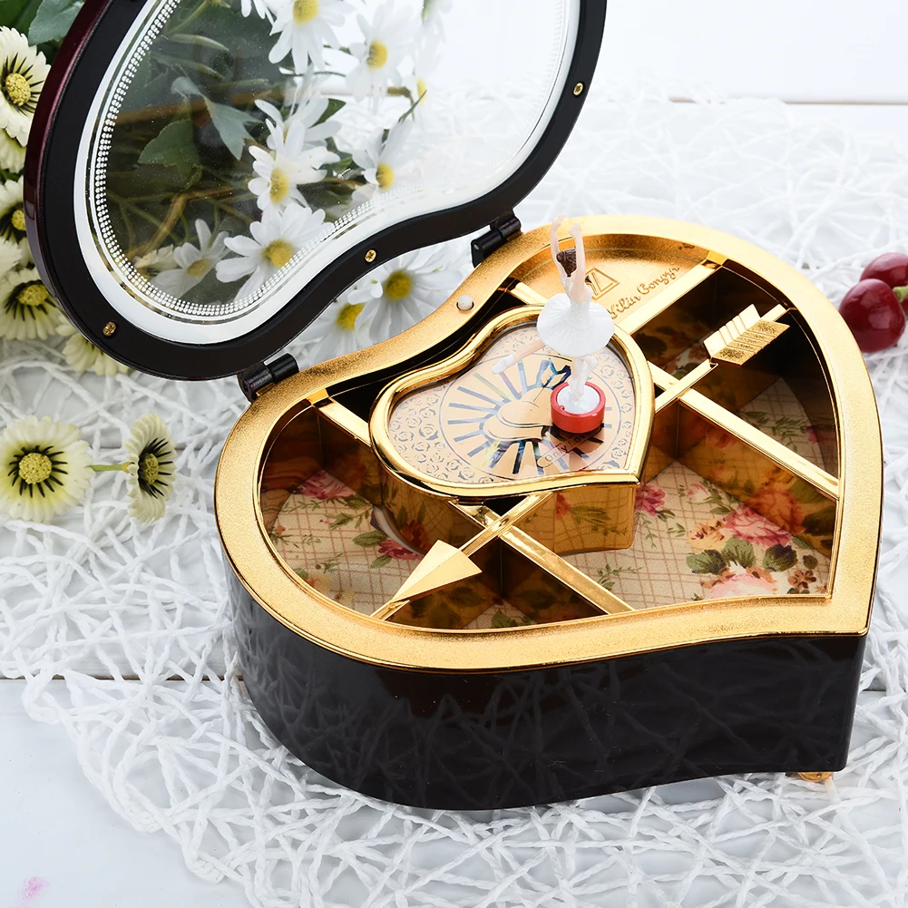 Мини в форме сердца Танцующая балерина Музыкальная шкатулка Карусель Поворотная