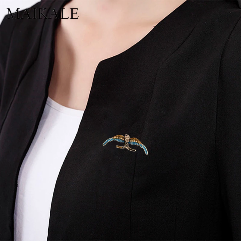 Женская эмалированная брошь MAIKALE очаровательная в форме орла птицы значок для