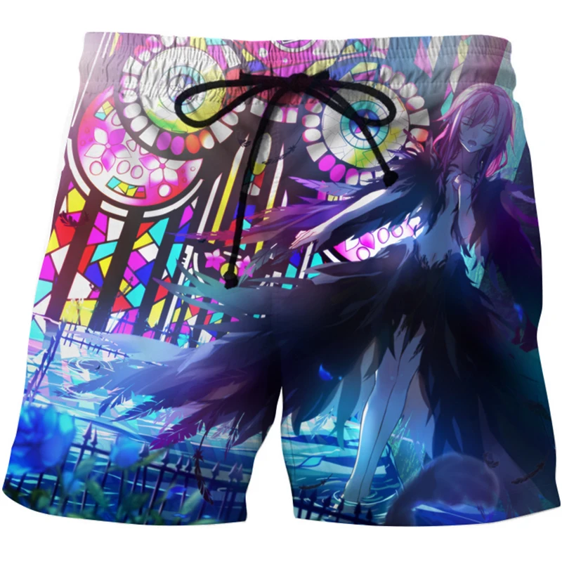 

2020 Trendy Short Trunks Men's Anime Cosplay Streetwear Guilty Crown GC 3D Print Beach Shorts Sport Fashion Board Shorts Bottoms