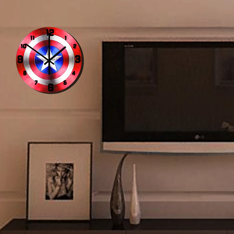 

2021 Marvel Captain America Wall Clock Electronic Smart Luminous Timer Wake Up Children's Desktop Alarm Clock Bedroom Decoration