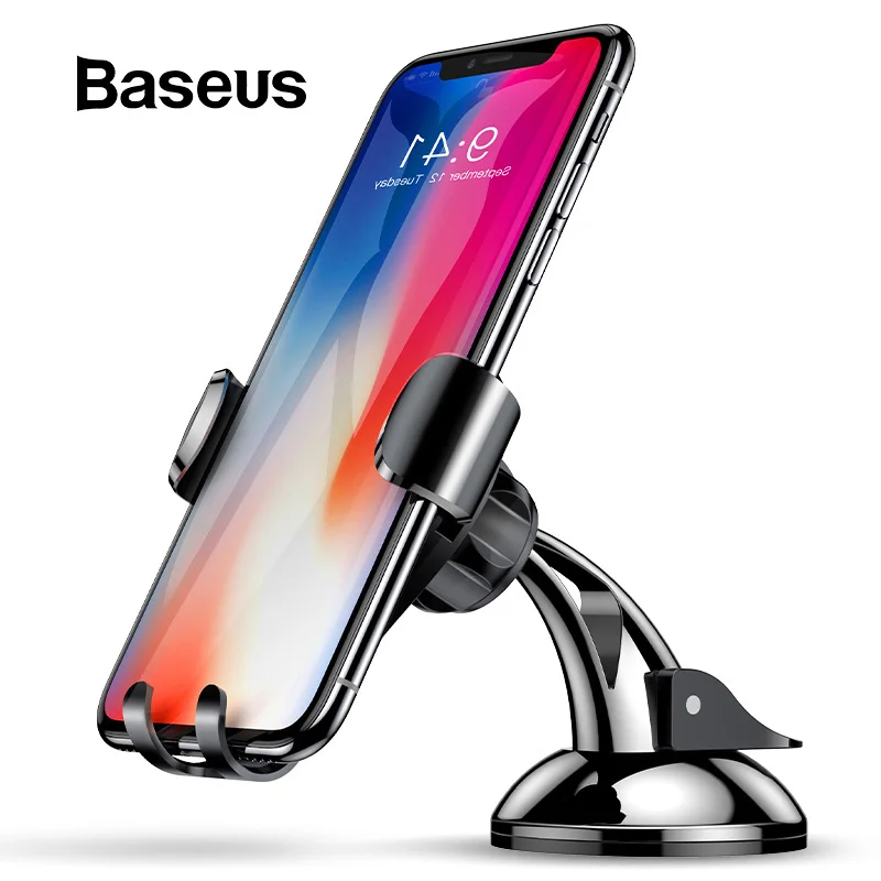 Baseus Универсальный гравитационный Автомобильный держатель для телефона на присоске, автомобильный держатель на лобовое стекло для iPhone 11 XS samsung, держатель для телефона, подставка