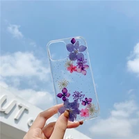 qianliyao real cherry blossoms dried flowers phone case for iphone 13 12 11 x xs max xr 7 8 plus se 2020 cases soft cover coque