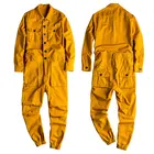 Комбинезоны на весну мужские свободные с длинным рукавом, хлопковые брюки-карго, зеленые черные желтые рабочие штаны, Размер 5XL