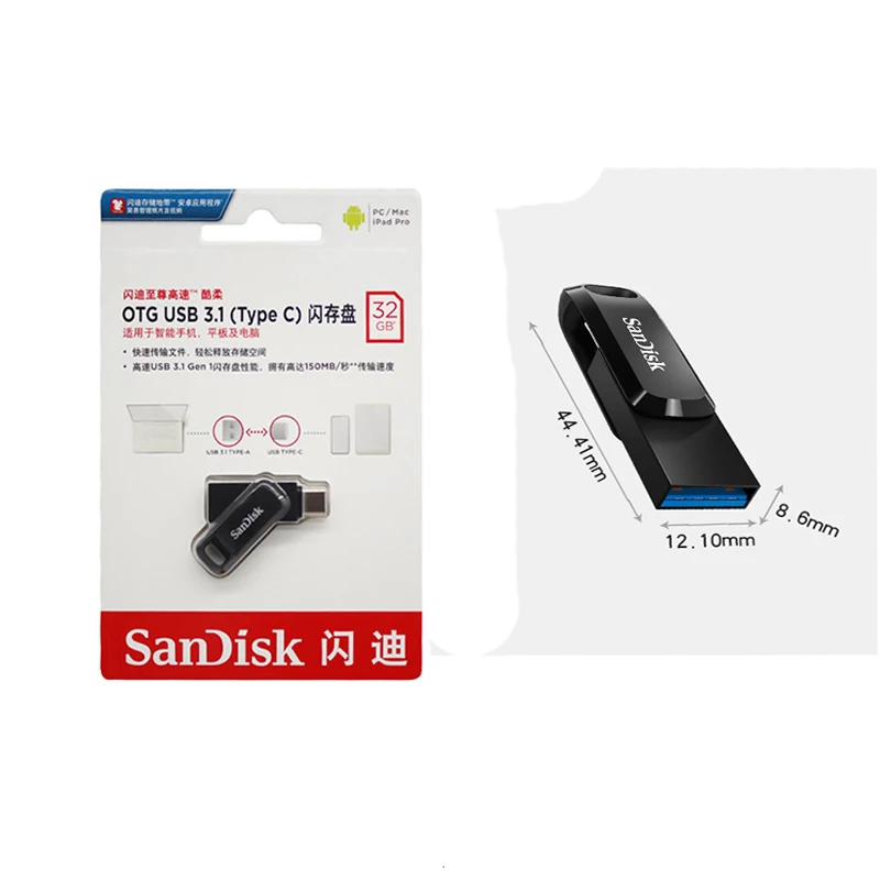 

Sandisk Dual USB Drive Type C 64GB 128GB High Speed Pendrive Microdrive 32GB 256GB Memoria OTG Mini USB Flash Drive For Phone