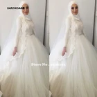 Женское свадебное платье It's yiiya, Белое Бальное платье из тюля с высоким воротником и длинными рукавами в мусульманском стиле на лето 2021