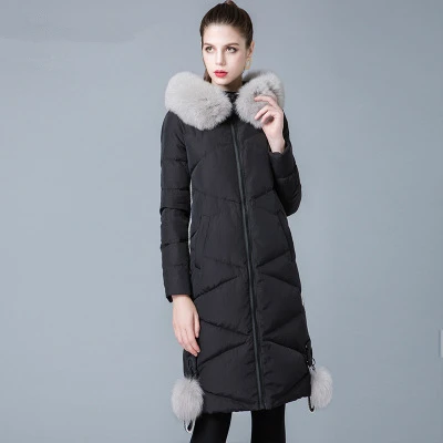 2020 новый бренд женский пуховик большой Лисий мех с капюшоном одежда корейский