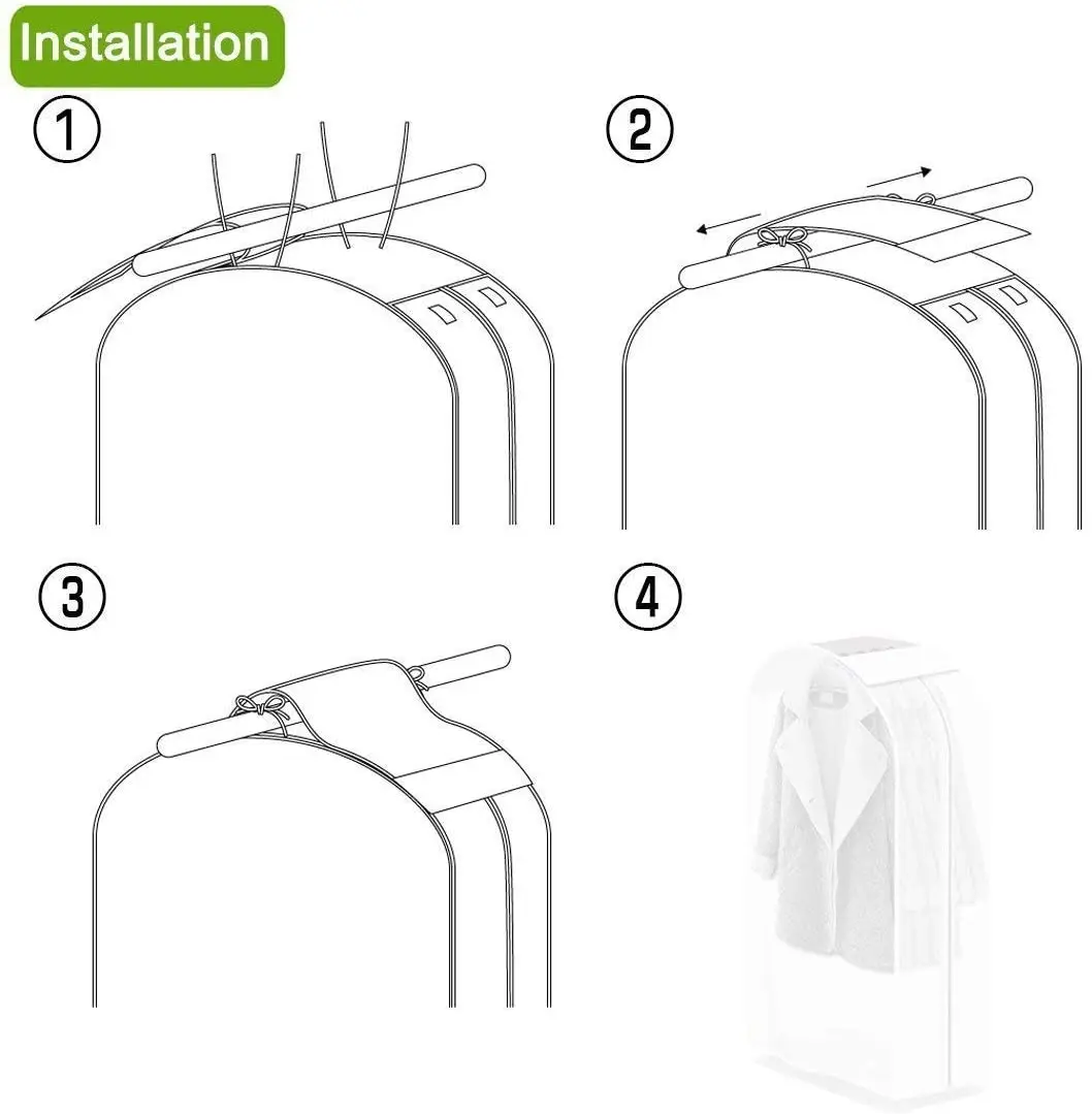 

Garment Clothes Cover Protector Dustproof Storage Waterproof Suit Coat Clothes Dust Storage Bag Hanging Organizer Wardrobe