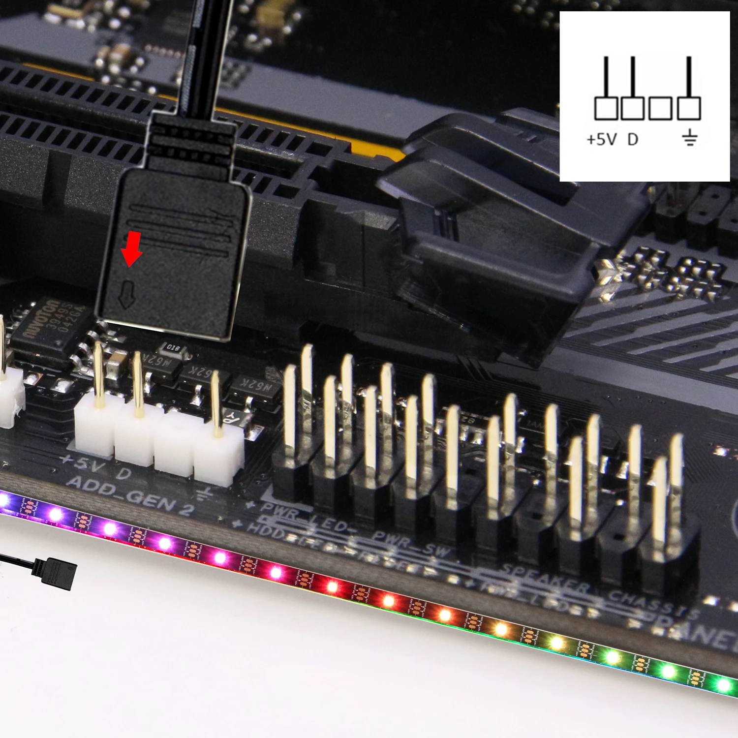 Цифровая светодиодная лента WS2812b адресная Радужная полоска для ПК 5 В 3 контакта с