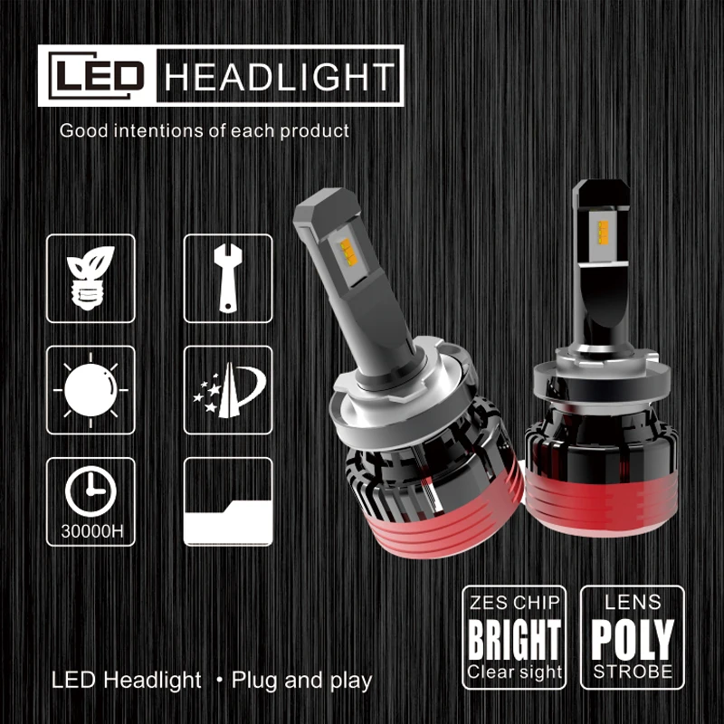 Фабрика поставляет все в одном нет радиопомех H7 светодиодный H4 9003 с Lumi s luxeon ZES