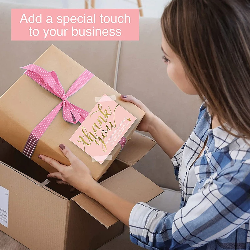 50pcs Pink Thank You for Supporting My Small Business Card Thanks Greeting Appreciation Cardstock Gift 5*9cm | Дом и сад