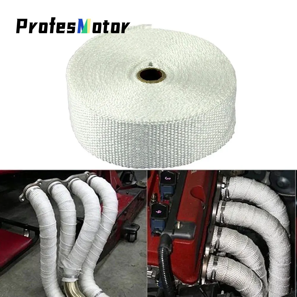 

Motorcycle Exhaust Thermal Exhaust Tape Header Heat Wrap Fiberglass Heat Shield Tape Cloth Roll with Stainless Ties