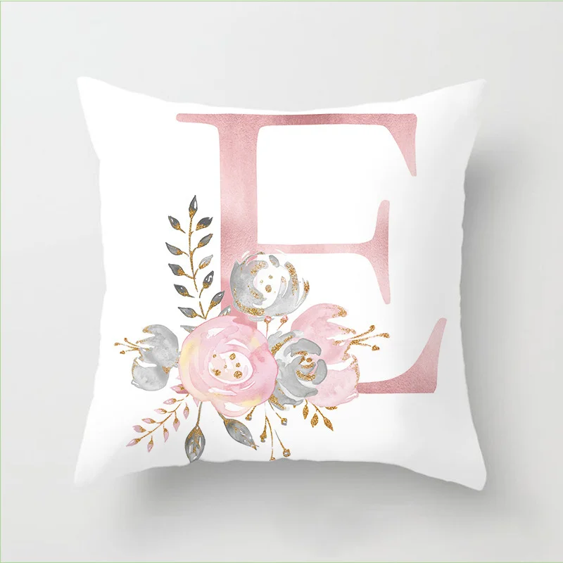 

Pillow Letters Pink Floral Decorative Cushions Pillowcase Polyester Cushion Cover Throw Pillow Sofa Decoration Pillowcover 40835