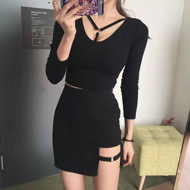 

Korean Style Black Hip Skirts Irregular Micro Mini Skirt Mini Skirt Summer Fashion Saia High Waist Faldas Mujer