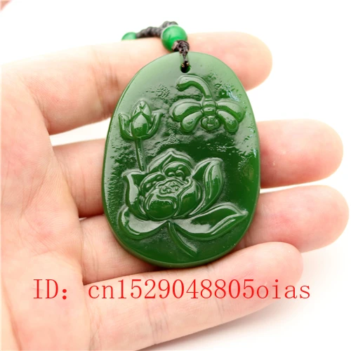 Натуральный зеленый китайский нефритовый Лотос стрекоза кулон бусы ожерелье