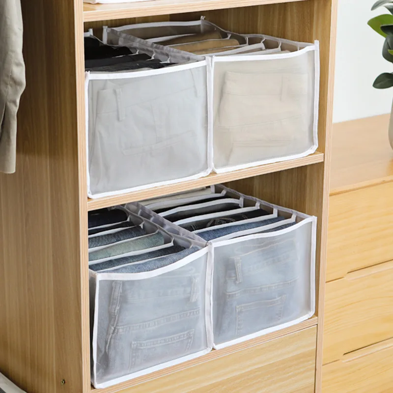 Closet Organizer Storage Box Jeans Compartment Dividers Drawer Organizers Bra Pants T-shirt for Clothes Washable | Дом и сад