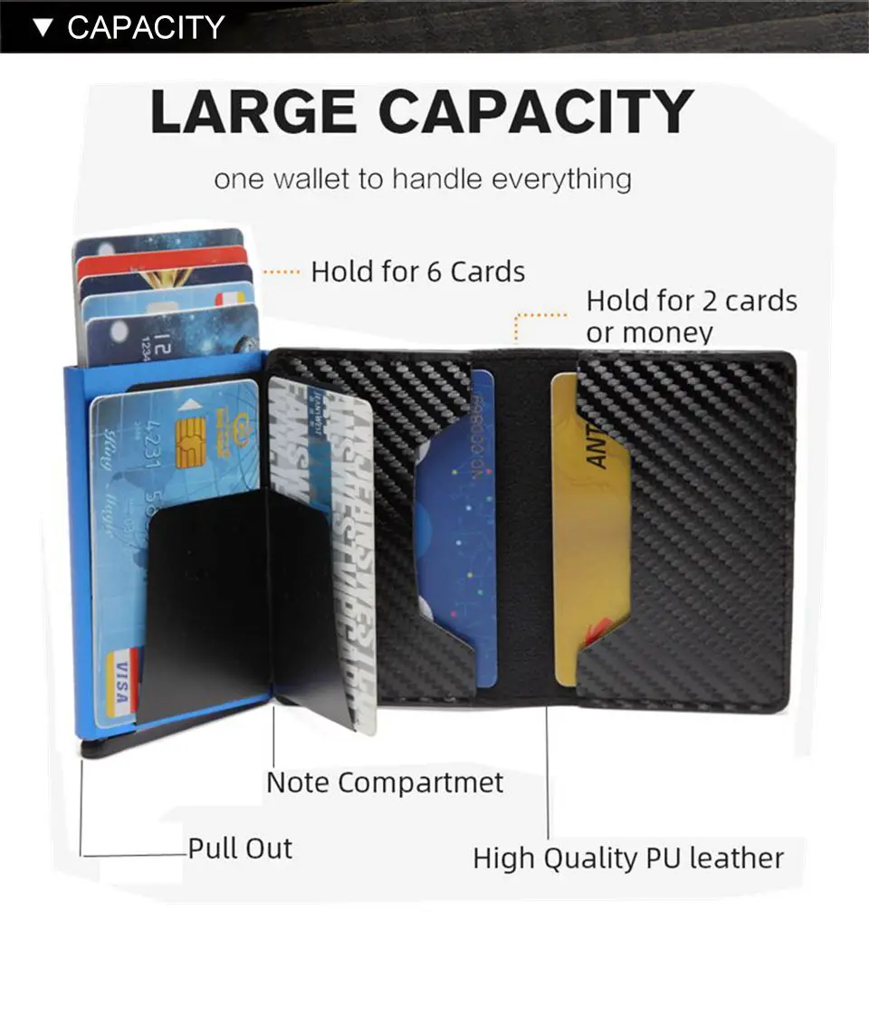 

Mannen Crazy Horse Lederen Automatische Credit Card Wallet Aluminium Mini Portemonnee Met Back Pocket Id-kaart Rfid Blocking