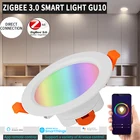 Умные светодиодные потолочные светильники Tuya Zigbee 3,0, потолочные светильники RGBCW 7 Вт10 Вт, потолочные светильники для умного дома с голосовым управлением с Alexa Google Home, требуется концентратор Zigbee