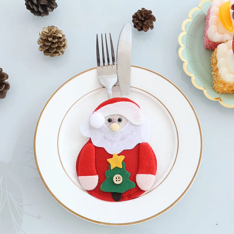 12 шт. Вилка кармашки для ножей Chirstmas стол столовых приборов украшения с милым