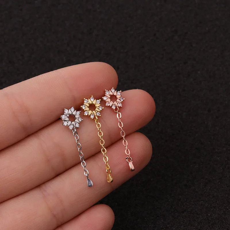 Feelgood 1Pc Rose/Yellow Gold And Silver Color Ear Cartilage Earring 20g Stainless Steel Helix Piercing Jewelry Rook Lobe Stud
