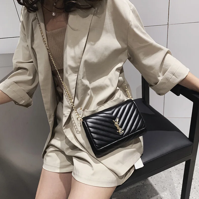2019 new chain fashion simple solid color bag women shoulder messenger small square | Багаж и сумки