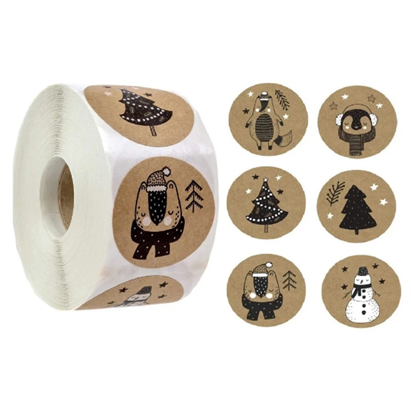 

1000Pcs 6 Designs Christmas Theme Seal Labels Stickers for DIY Gift Baking Package Envelope Stationery Decoration
