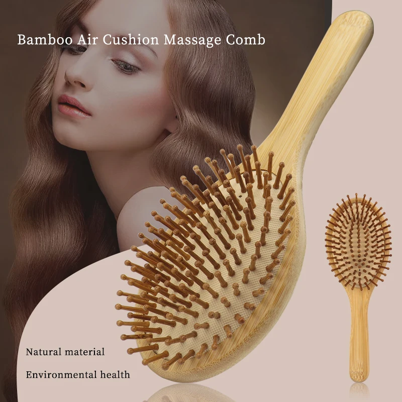 

Natural Bamboo Hair Care Airbag Comb Professional Health Paddle Cushion Hair Loss Massage Brush Hairdressing Tool