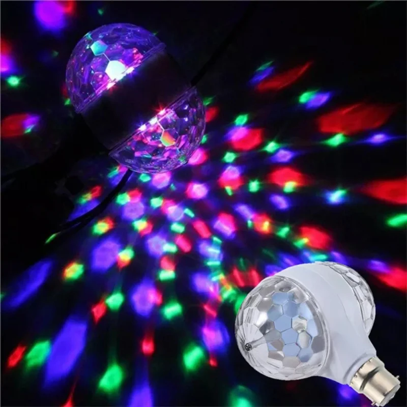 

Stage Lighting E27/B22 85-365V Colorful Rotating RGB Crystal Stage Light Double Balls DJ Party Disco Effect Bulb Lamp Home Decor