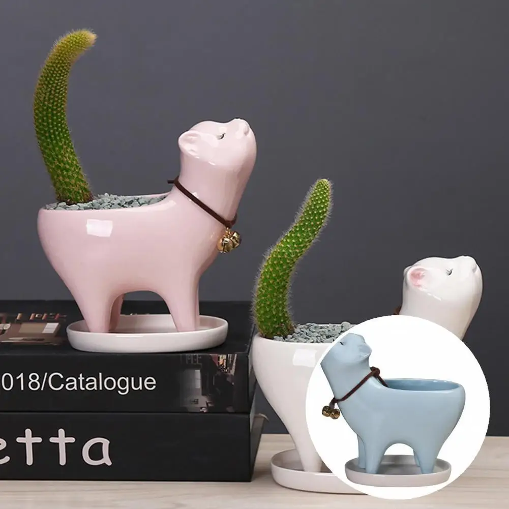 

Креативный декоративный глазурованный цветочный горшок в форме кошки, прочный растительный горшок, термостойкие Садовые принадлежности