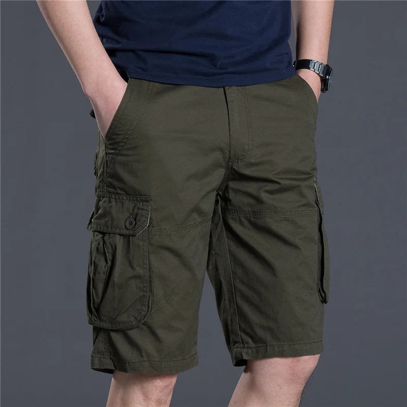 

2020 summer new tooling cargo long shorts men clothes men's solid loose Multi Pocket straight casual pants streetwear