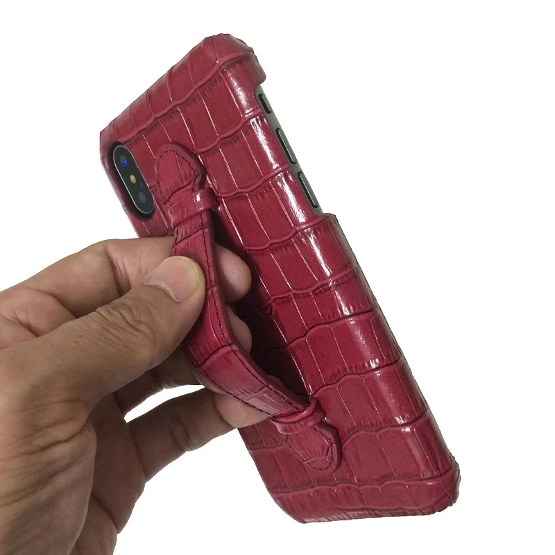 Чехол из натуральной кожи с держателем на ручном ремешке для iPhone X XS Max XR 7 8 Plus