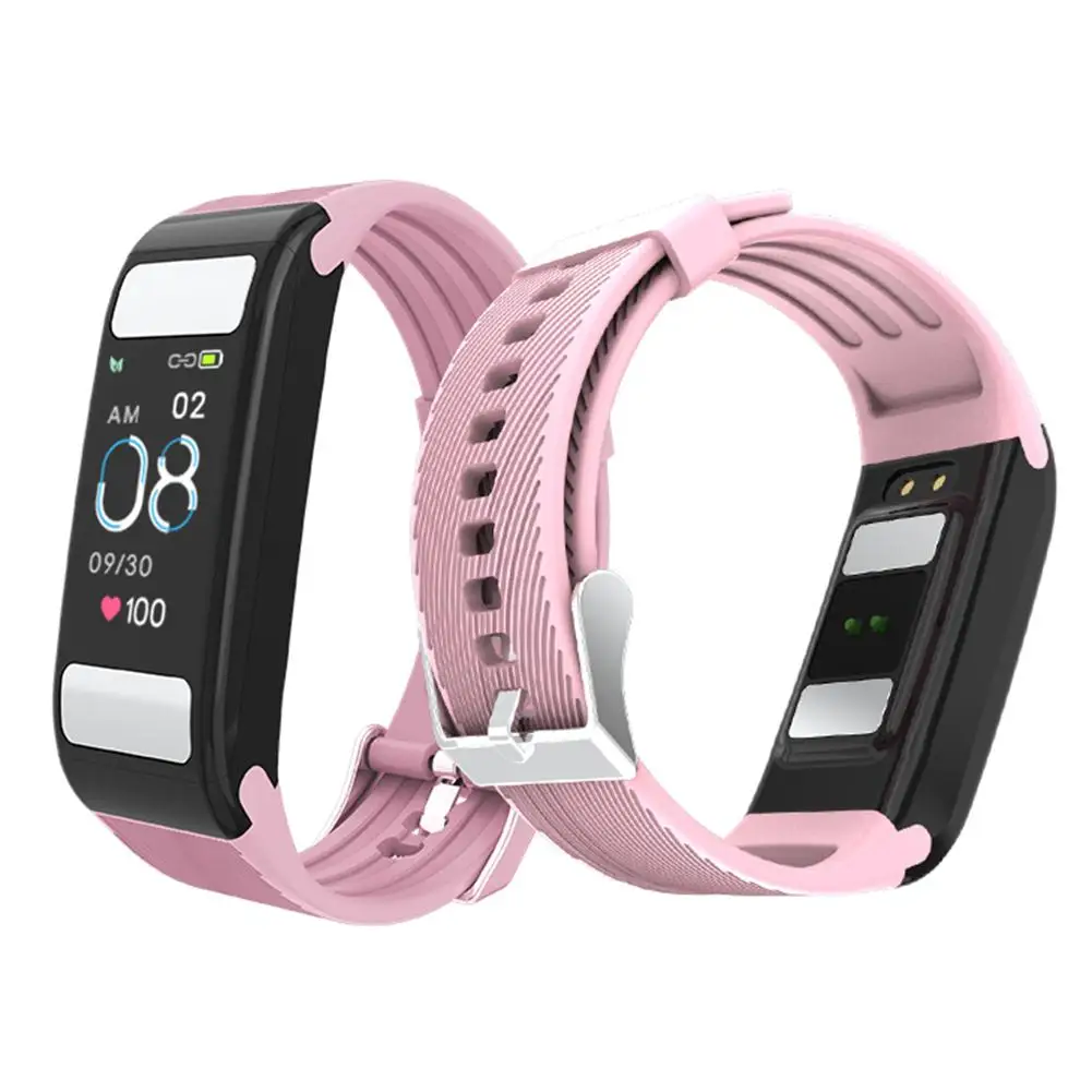 Pink T9 Смарт-часы с монитором жира, калорий, для тренажерного зала, браслет с пульсометром, фитнес-трекер, спортивный браслет для Android, Xiaomi, IOS - Цвет: Pink