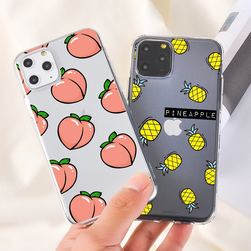Прозрачный чехол для телефона с ананасом iPhone 6S 5S SE 7 8 Plus X XS fruits Phonecase мягкая задняя