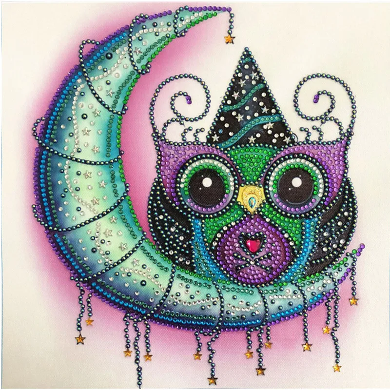 

30x30cm 5D Round Drill Special-shaped Diamond Painting Animal Owl Crystal Diamond Embroidered Home Decorative Painting DIY Gift