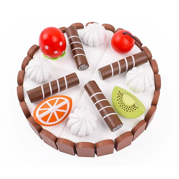 001 Baby Kitchen Toys Wooden Magnetic Birthday Cake Pretend Play Real Life Cutting Cake Toys for Children Early Educational 3D Fruit - Цвет: 001