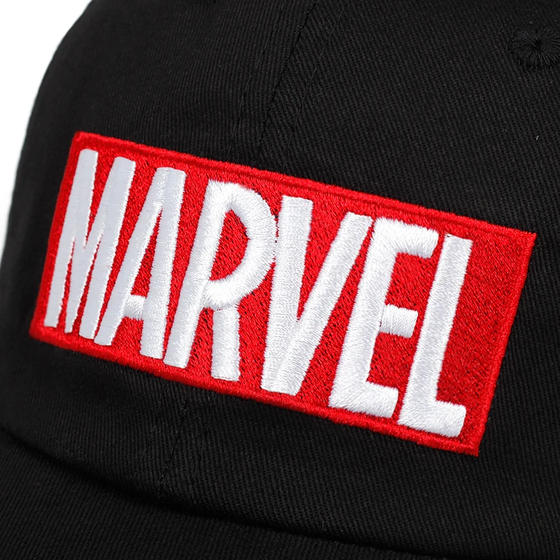 Женские Мужские Хлопковые бейсболки Marvel с вышивкой и лентой, летние солнцезащитные шапки для мальчиков, регулируемый Дальнобойщик бейсболка