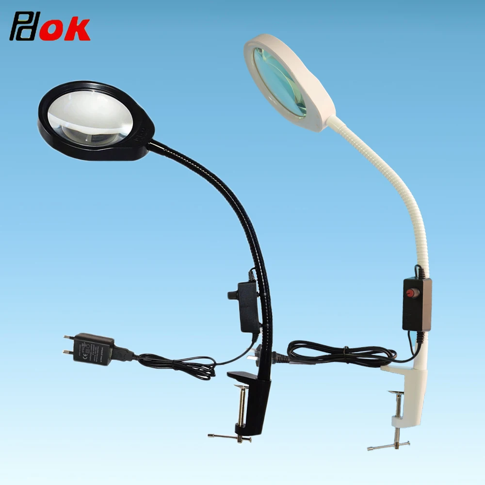 

5X Caliper Magnifier Adjustable Brightness LED Light to Enlarge 5x the Electronic Maintenance Nail Lamp Tool Flexarm