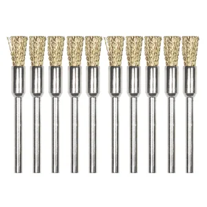 Проволока из латуни с хвостовиком 3 мм, 10 шт., 5 мм Диаметр щетки, полировальная щетка для мини-дрели, металлический инструмент для удаления ржавчины Dremel