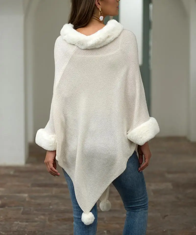 Вязаное пончо с высоким воротником женский свитер женские свитера асимметричным