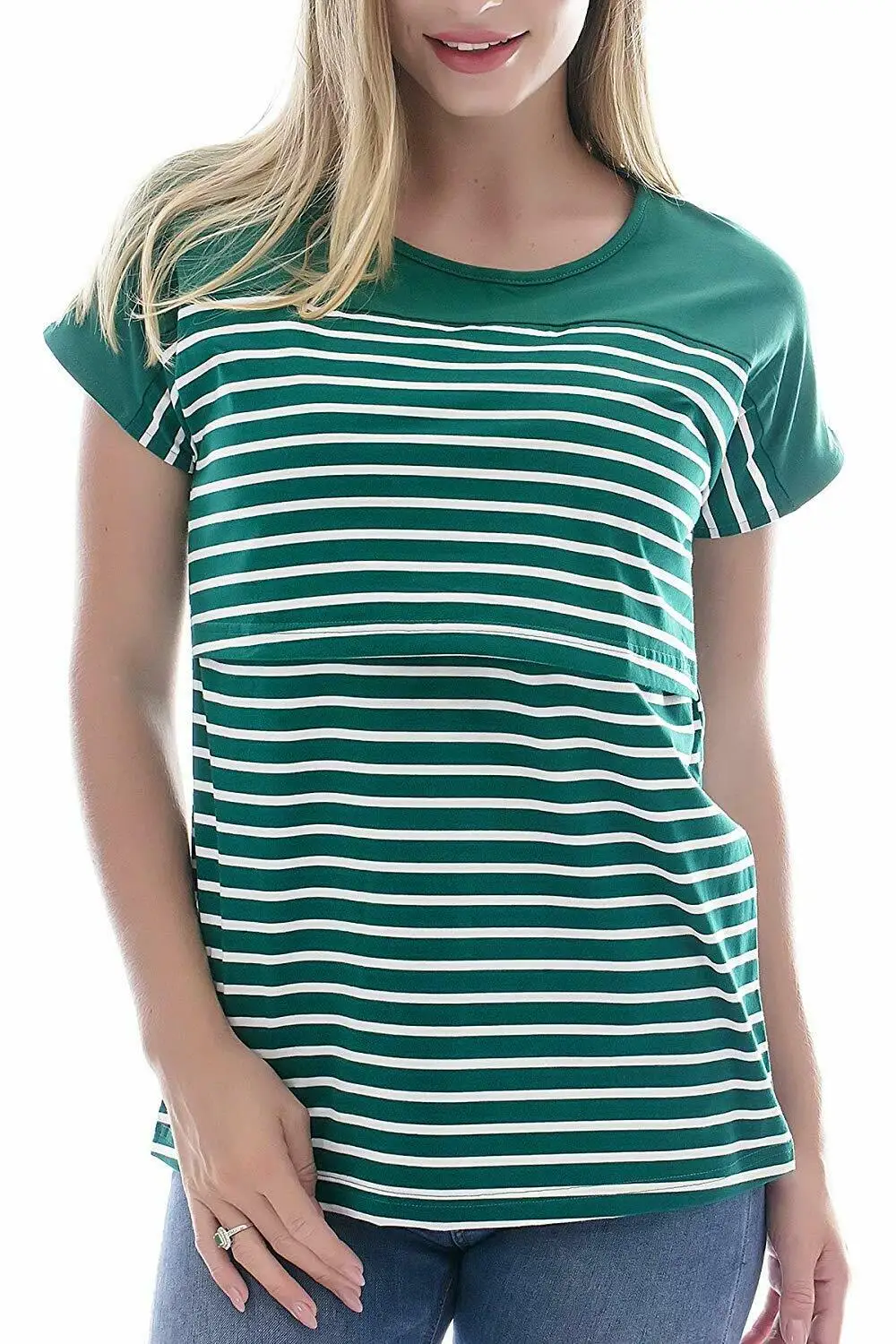 2019 Женская Футболка для беременных полосатые Модные свободные топы с коротким