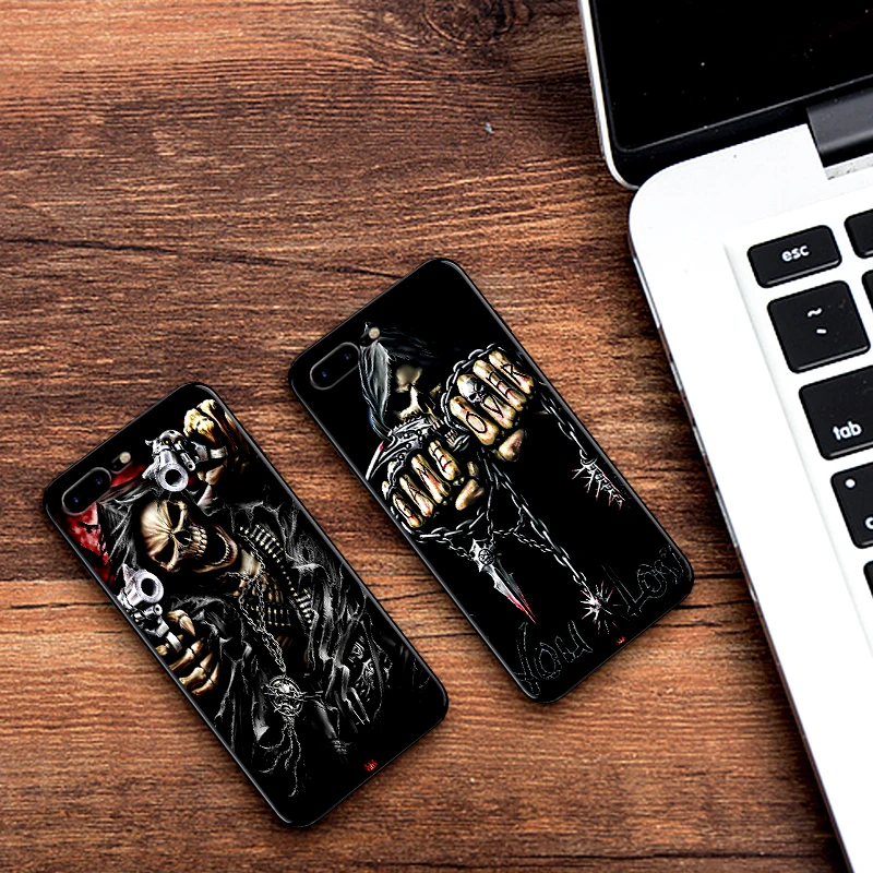 Skull Case For iPhone XS Max XR Soft Silicone Cover X 6 6S 7 8 Plus Coque Funda | Мобильные телефоны и аксессуары