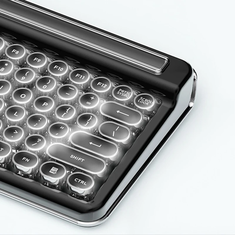 

76-Key Bluetooth Wireless Wired Dual-Mode Mechanical Keyboard Multi-Function Rechargeable Keyboard with Stand (Black)