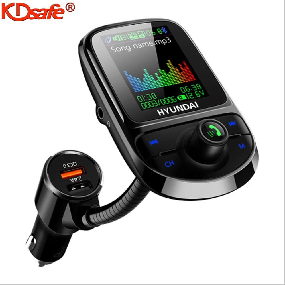 

1.8 inch Car MP3 Bluetooth Player QC3.0 Car Charger Quick AUX Interface Voltage Monitor Color Screen Car FM Transmitter