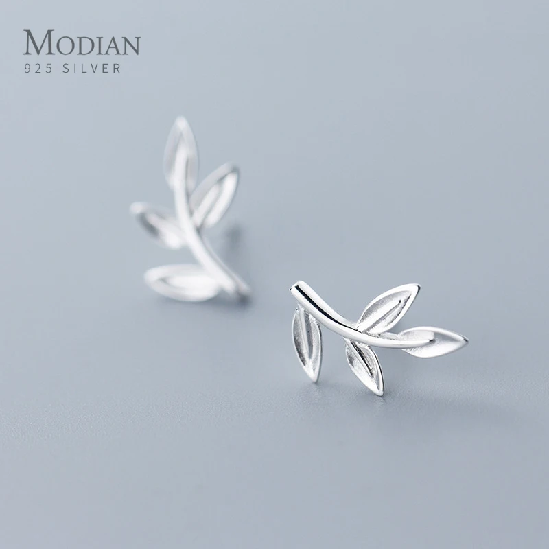 Modian Серебро 925 серьги-гвоздики в форме растения для Для женщин пробы серебро