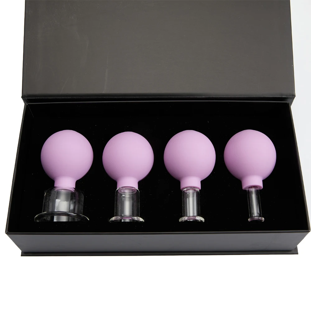 

Massage Vacuum Cupping Cups Set Massager for Body Face Rubber Head Glass Anti Cellulite Massage Cupping Set Cans With Gift Box
