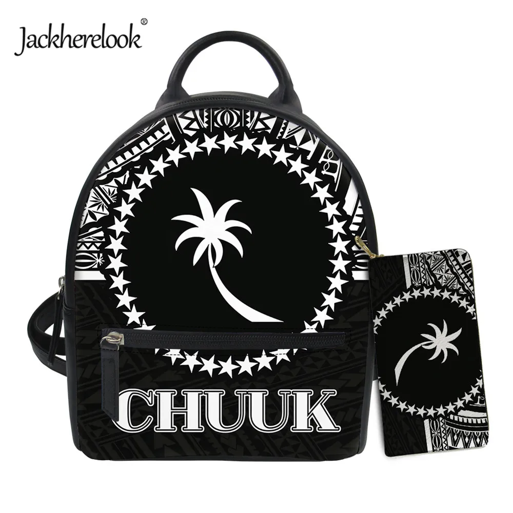 

Jackherelook Chuuk полинезийский узор женский роскошный кожаный рюкзак кошелек 2 шт./компл. для девочек супер мини кампус школьная сумка Mochila