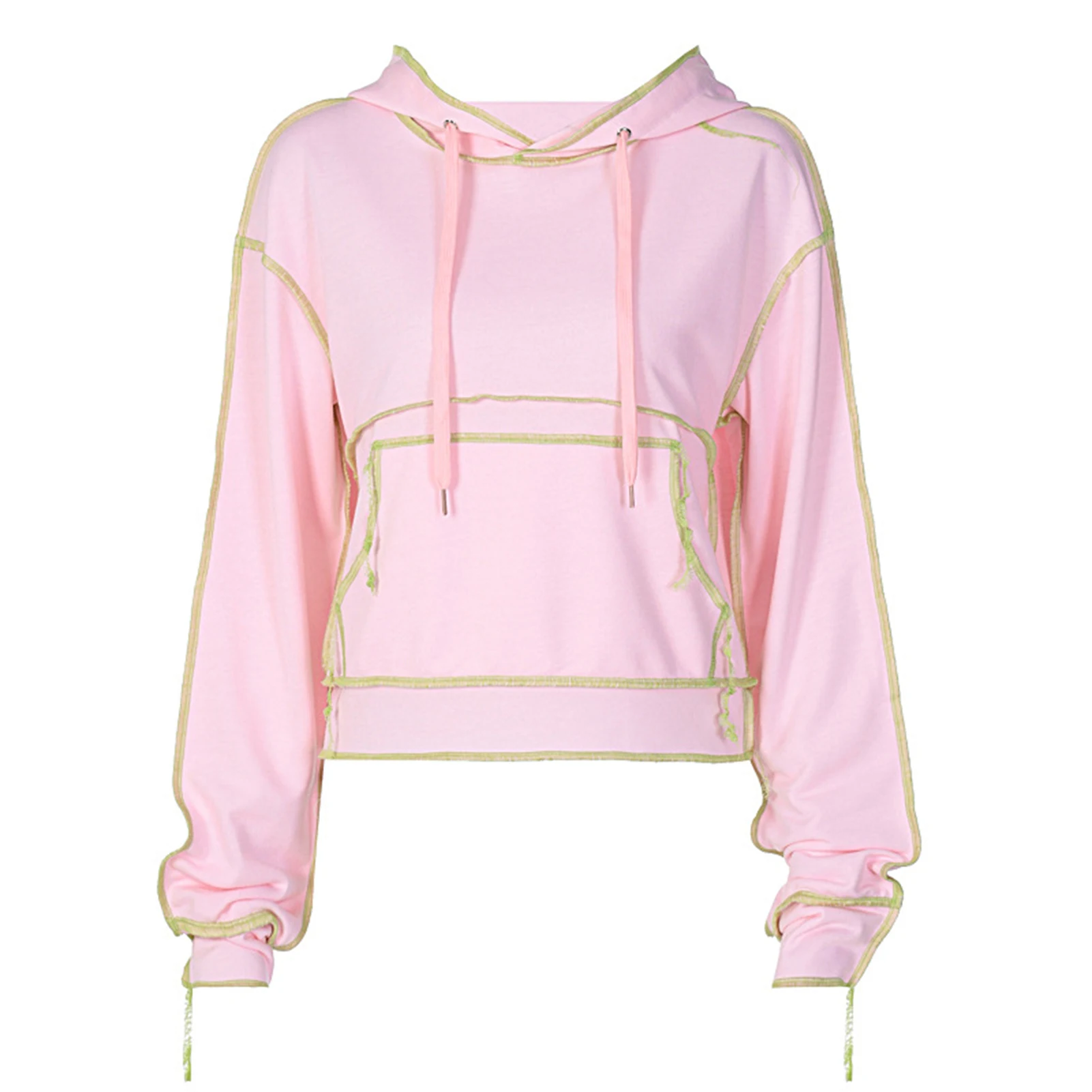 

Шикарный пэчворка с капюшоном Толстовка женская футболка свободного кроя с длинным рукавом Толстовка однотонный Цвет пуловер A66