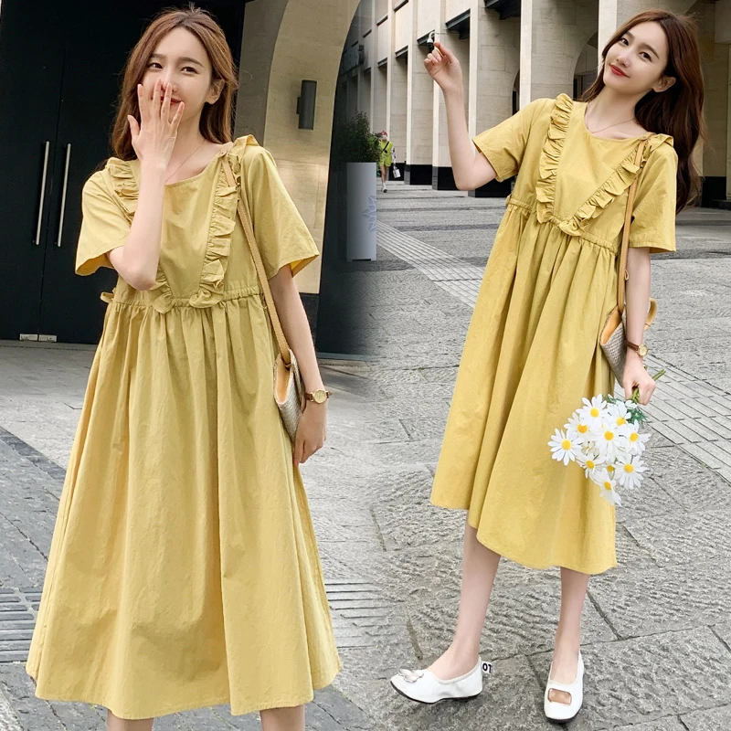 Милое Платье для беременных женщин большие размеры свободные платья средней