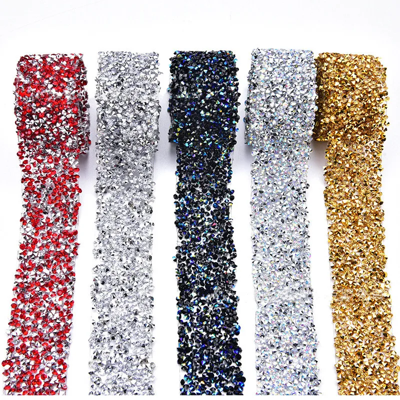 1 ярд Искусственный драгоценный камень стразы цепочка кружево ткань сделай сам